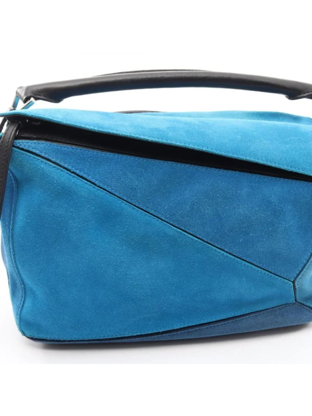 Loewe Handbag Puzzle Bag 2-Way Blue Black Leather